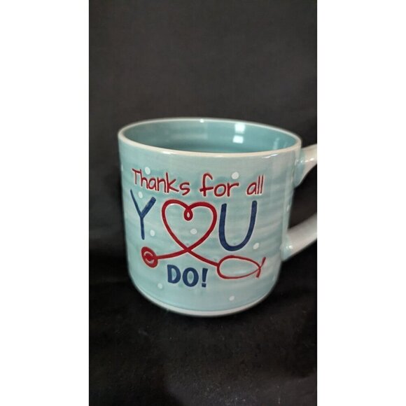 Thanks for all you do mug cup Nurse Doctor blue stethoscope heart 12oz gift - Picture 3 of 8